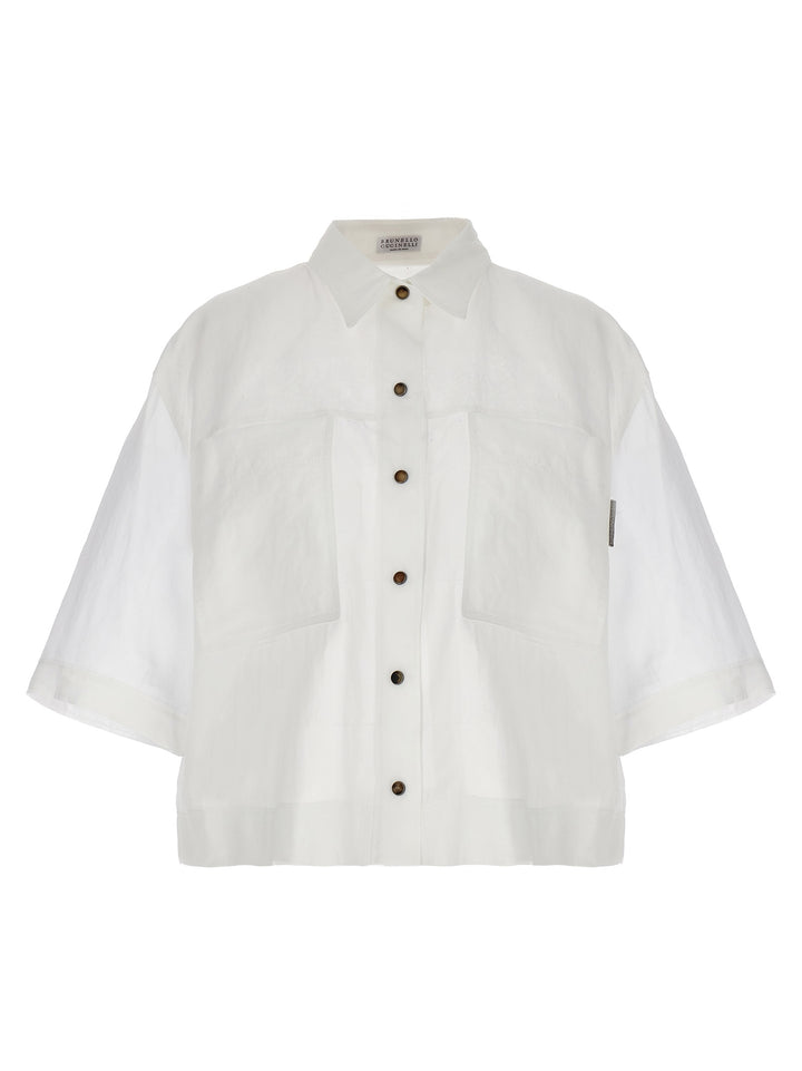 Semi-Sheer Shirt Shirt, Blouse White