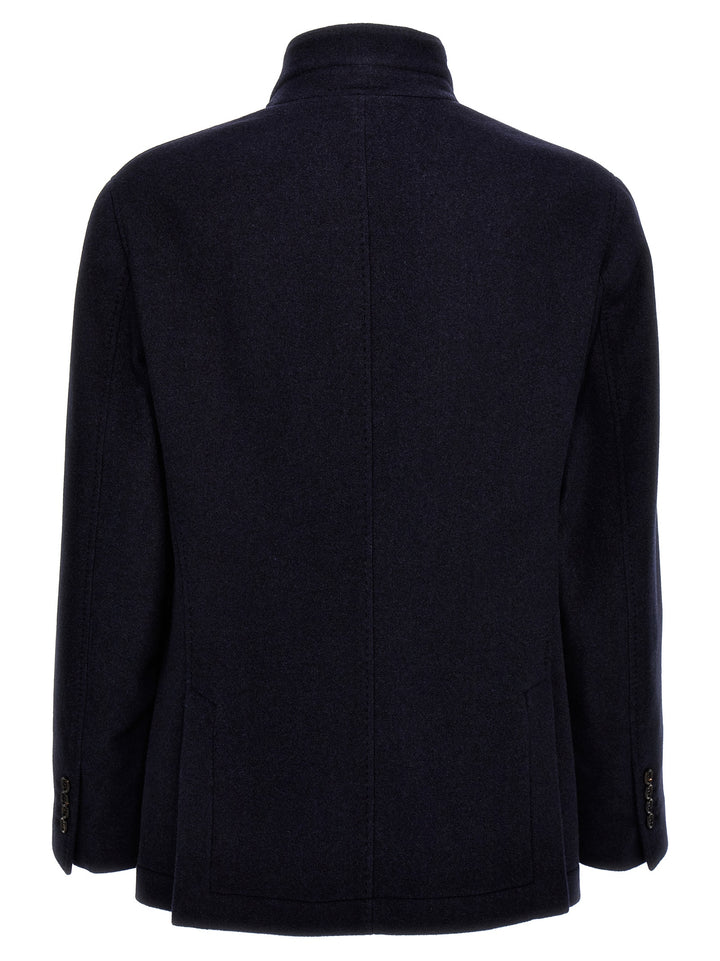 Single-Breasted Cashmere Jacket Casual Jackets, Parka Blue