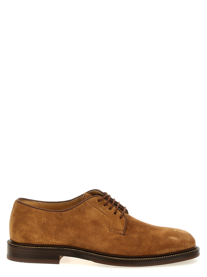 Suede Derby Lace Up Shoes Brown