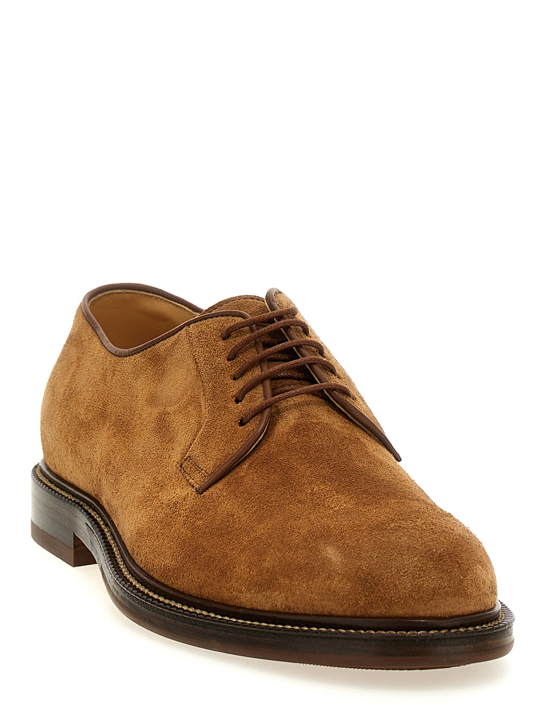 Suede Derby Lace Up Shoes Brown