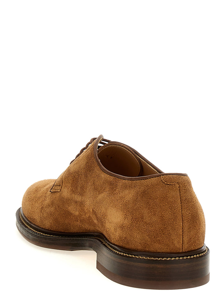 Suede Derby Lace Up Shoes Brown