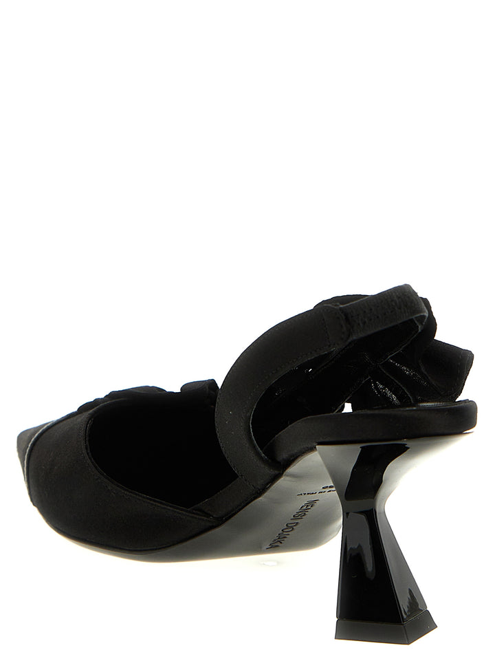 Slingback Ruffles Pumps Black