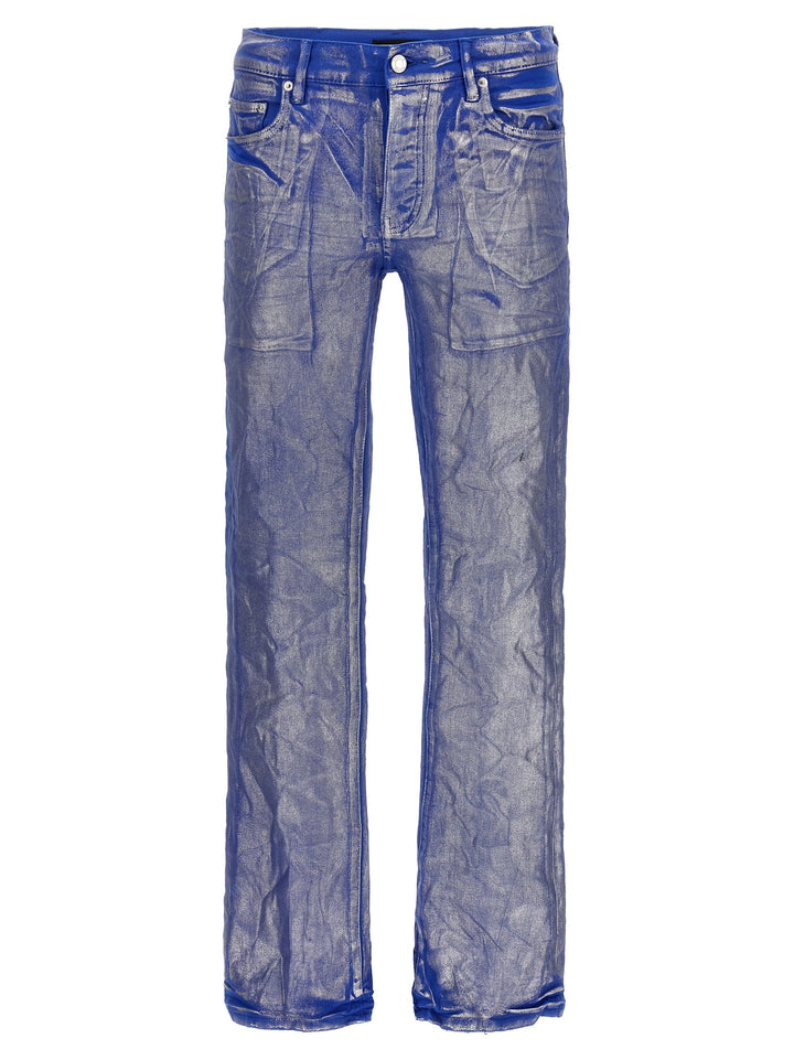 Silver Foil Flare Jeans Blue