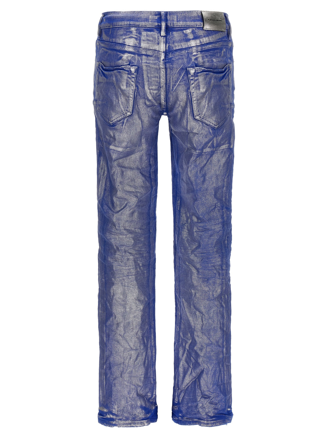 Silver Foil Flare Jeans Blue