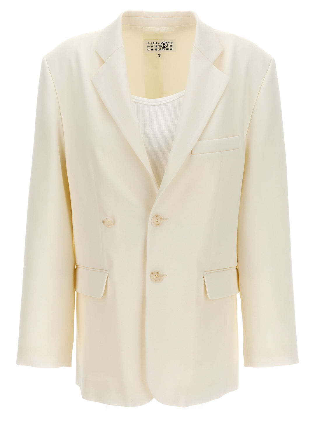 Single-Breasted Blazer With Top Insert Blazer And Suits White