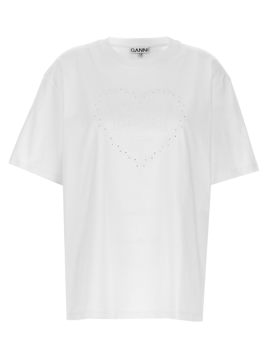 Rhinestone Logo Embroidery T-Shirt White