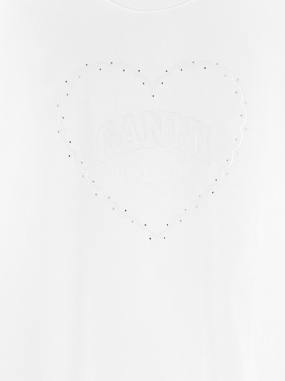 Rhinestone Logo Embroidery T-Shirt White