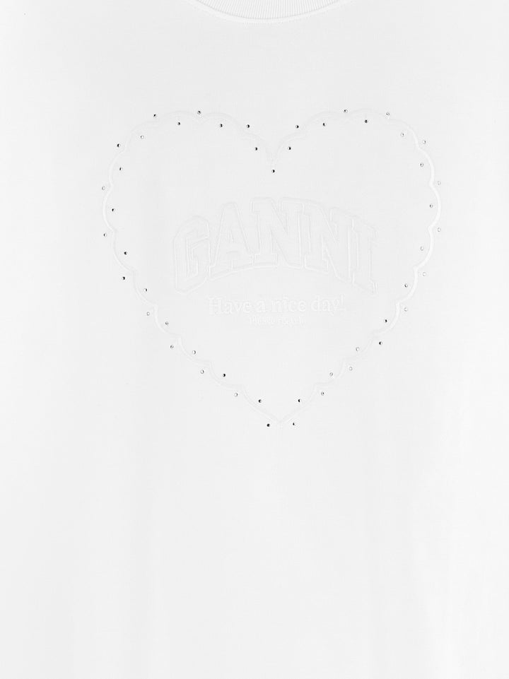 Rhinestone Logo Embroidery T-Shirt White