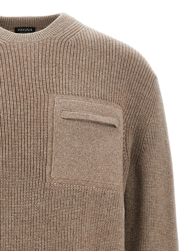 Zip Pocket Sweater Sweater, Cardigans Beige