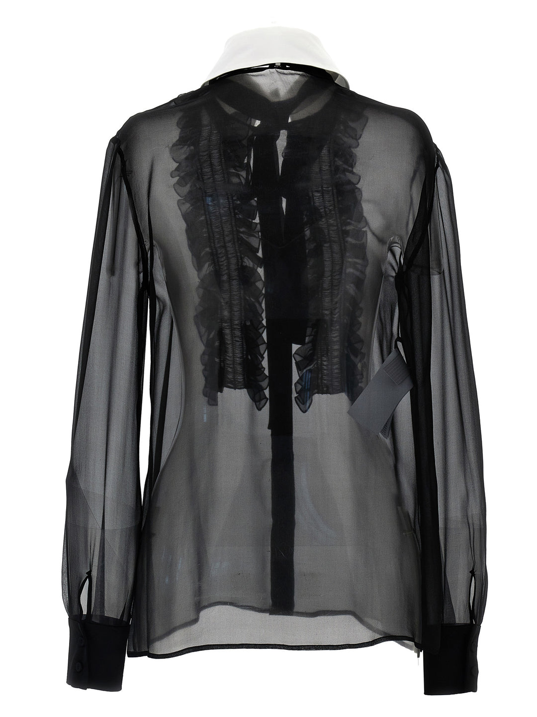 Ruffles Plastron Shirt Shirt, Blouse White/Black