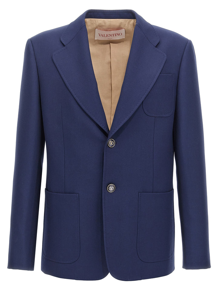 Valentino Garavani Single-Breasted Blazer Blue